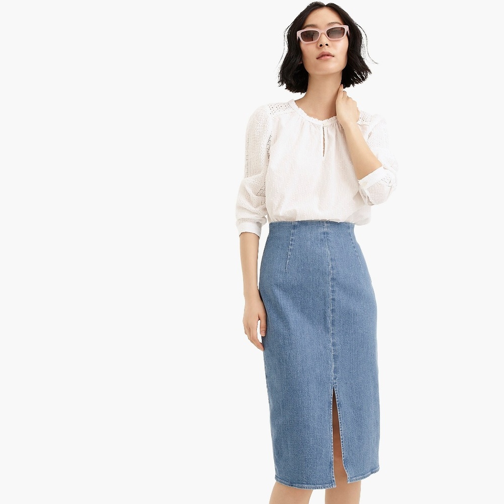 J. Crew Denim High-waisted Midi Skirt